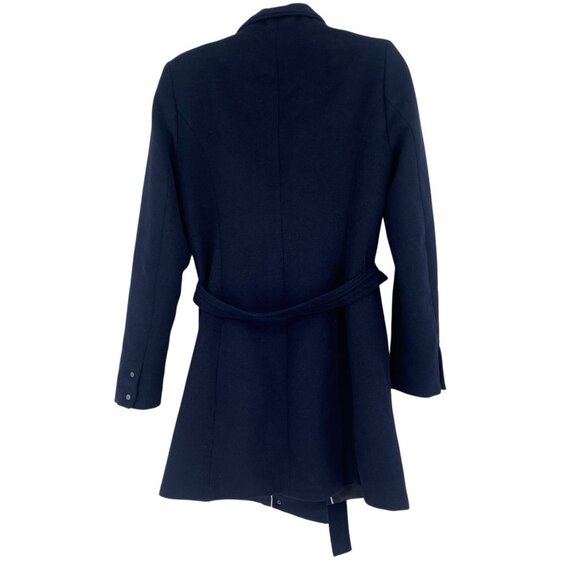 Vero Moda Women's Size M Navy Blue Call Rich 3/4 Wool Blend Belted Jacket Trench - Picture 2 of 12